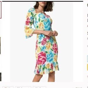 ALL THINGS MOCHI Mariana Shirred Silk Dress size small